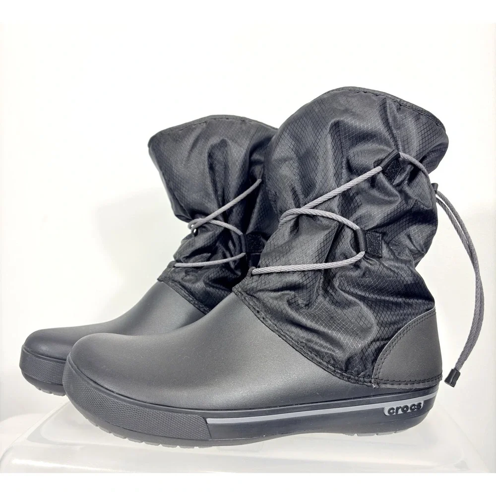 Crocs Crocband Women's Sz 11 Cinch Snow Rain Waterproof 201383 Black